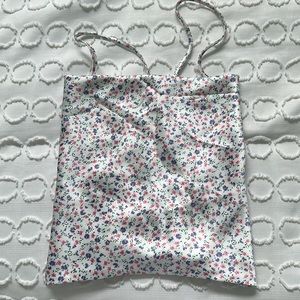 Garage silk floral top with lace up back